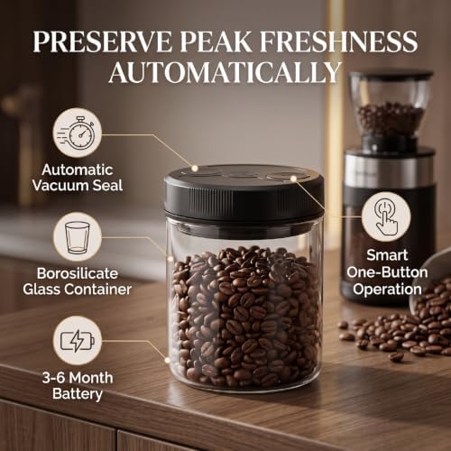 Luocute Automatic Vacuum Coffee Canister 700ml Borosilicate Glass - Image 5