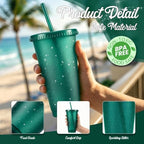 24 Pcs Green Tumblers with Straw & Lid - 24oz Coffee Cups - Image 3