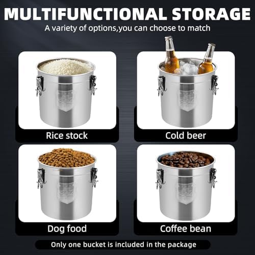 33L/8.7 Gal 304 Stainless Steel Containers with Lids 1116 Oz Airtight Containers with Lids and Lock Hole 304 Stainless Steel Container with Lid for Storage 304 Airtight Stainless Bucket - Image 6