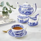 Spode Blue Italian Teacup and Saucer, Set of 4 - Image 6