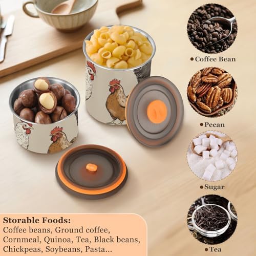 Stainless Steel Jar, Rooster Chicken (002) Food Storage Container with Lid, Sealed and Moisture-Proof, Suitable for Coffee Beans, Nuts and Candies, 30 oz - Image 6