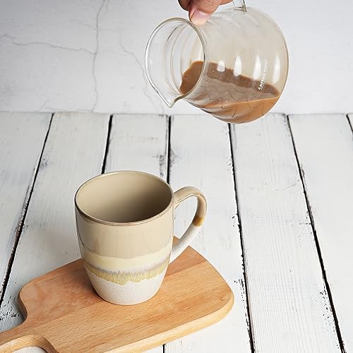 Bosmarlin Ceramic Coffee Mug Set of 4, 17 Oz, Coffee Cups with Big Handle, Microwave Safe, Unique Reactive Glaze - Image 5