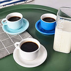 Sweejar Porcelain Espresso Cup & Saucer Set, Stackable Demitasse Cups with Metal Stand, 2.5 OZ for Latte,Coffee,Cafe Mocha,Tea, Set of 6(Blue) - Image 5