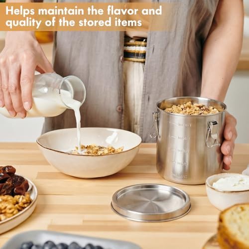 Zopeal 4 Pack Stainless Steel Canisters Set Stainless Steel Airtight Food Storage Containers Metal Containers with Lids Sealed for Tea Coffee Sugar Flour Pantry Baking Kitchen Counter (56 oz) - Image 5