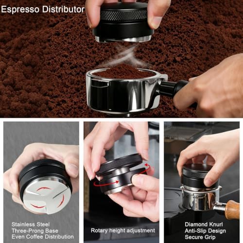6 PCS Espresso Tools Set,Espresso Tamper,Coffee Distributor,Puck Screen,Dosing Funnel,Coffee Brush And WDT Tool,Espresso Accessories Kit Barista Tools (Black, 58mm) - Image 4