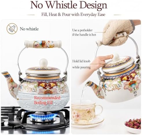2.5-Qt Floral Enamel Tea Kettle, No Whistle - Image 6