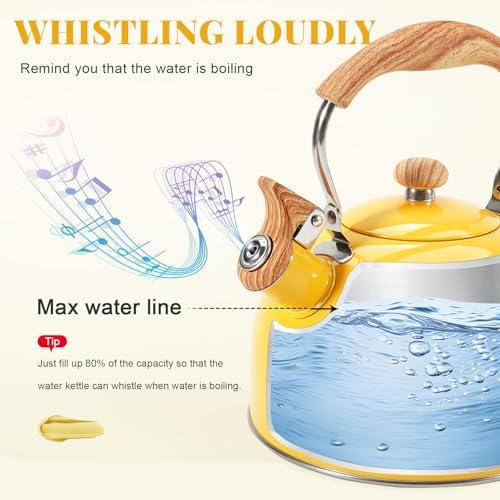 GGC Whistling Tea Kettle for Stove Top, 85OZ/2.6QT Stainless Steel Tea Pot - Image 3