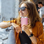 20 oz Stainless Steel Tumbler with Handle Bulk Metal Insulated Tumblers Travel Coffee Mug with Handle Double Wall Tumbler Cup with Lid and Straw, Pink 12 Pack - Image 2