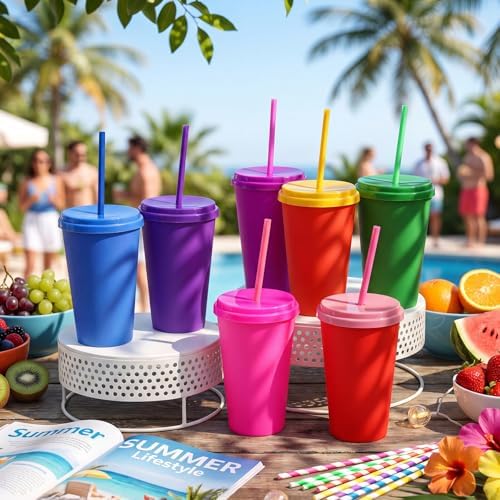 Honeydak 30 Pack Plastic Tumblers with Lids and Straws Bulk, Modern Color - Image 2