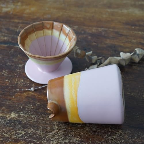 Handmade Ceramic Pour Over Coffee Dripper Set, Pink - Image 4