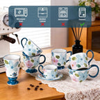 KAMMAK Coffee Cups and Saucers Set of 2, 8.5oz Ceramic Tea Cup with Saucer - Image 5