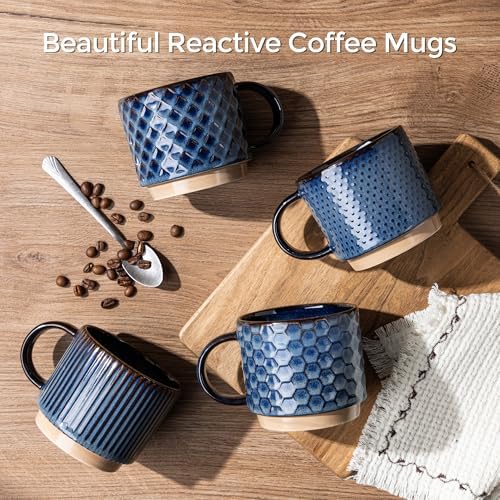 GBhome 12 OZ Stackable Coffee Mugs Set of 4, Ceramic Coffee Cups Set - Image 2
