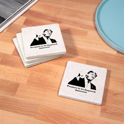 CafePress Trump Finger Tumbled Stone - Set of 4 Coasters Set of 4 - Image 4