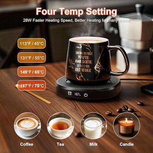 Coffee Mug Warmer with You are Awesome Mug Set Electric Cup Warmer for Desk - Image 2