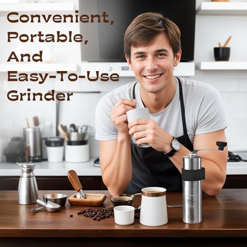 Manual Coffee Grinder - 18 Adjustable Settings, Stainless Steel Conical Burr Coffee Bean Grinder, Portable, Durable & Travel Friendly - With Silicone Sleeve by KOKOBEAN - Image 7