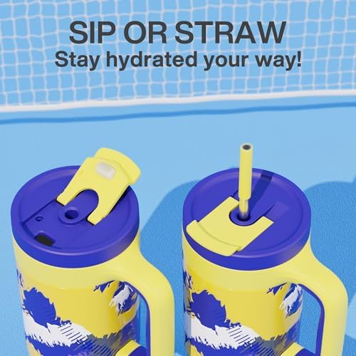POWCAN 40 oz Tumbler with Handle, 2-in-1 Straw and Sip Lid, Leakproof, Dishwasher Safe, Insulated Stainless Steel Travel Coffee Mug, Keeps Cold for 34 Hours, Fits in Car Cup Holder (Rise to Glory) - Image 6