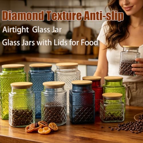 120oz Green Glass Storage Jars with Airtight Lids Tall Glass Jar with Scoop - Image 4