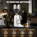 64mm Commercial Electric Coffee Grinder, SS Flat Burr Touchscreen, White - Image 5