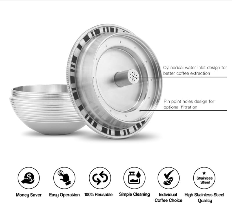 Stainless Steel Refillable Coffee Pods Capsules Reusable Metal Coffee Pod Refillable Filter Cup for Nespresso Vertuo Plus Series - Image 2