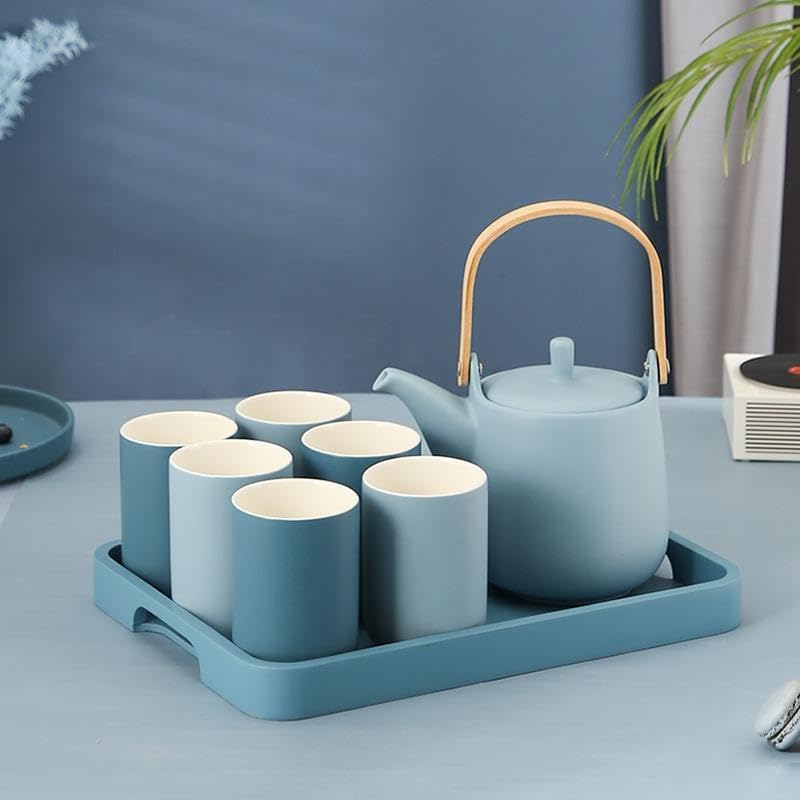 Water Pitcher Water Set Household Water Cup Set Living Room Tea Cup Simple with Tray 6 Pack Water Jug - Image 4