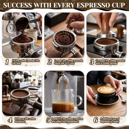 Mifoci 24 Pcs Espresso Accessories Kit Include 51mm Coffee Tamper, Coffee Stirrer, Frothing Pitcher, Latte Art Pen Stencils, Tamper Mat, Double Spouts Cups Shot Cups for Espresso Machine - Image 6