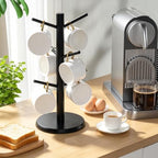 Bamboo Coffee Mug Tree Holder with 6 Hooks,Cup Stand - Image 7