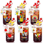 Vesici 6 Set Teacher Appreciation Gifts Thank You Glasses Cups 16 oz Drink Cup with Lid Straw and Stopper Can Shaped Beer Tumbler Christmas Appreciation Gifts with Cards and Bow for Party Favor by Vesici