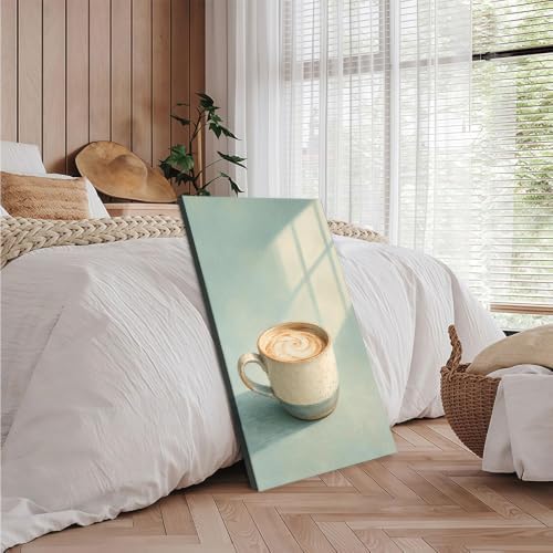 Coffee Mug Still Life Oil Painting Canvas Wall Art, Latte Art Poster - Image 4