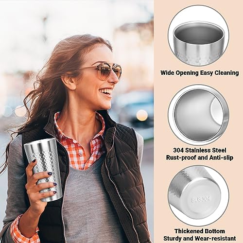 Metal Cup, 19 oz Insulated Tumbler, 4 Pack Double Wall Unbreakable Stackable Water Tumblers Premium Insulated Stainless Steel Cups Drinking Glasses for Home Travel Camping Outdoor - Image 4