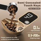 Wooden Tea Scale, Coffee Scale, Espresso Scale,Weigh Digital Coffee Scale with Timer, 0.1g 0.01oz Resolution 0.3 to 200g Rechargeable Elegant Kitchen Scale Walnut Color - Image 2