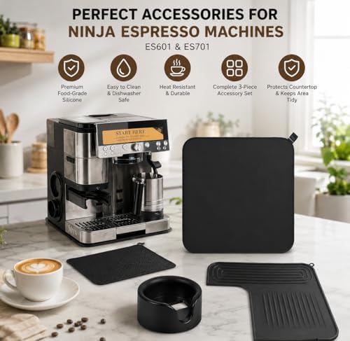3-in-1 Espresso Accessories Kit Compatible with Ninja Luxe Café ES601 ES701, Aluminum Tamper Station, Silicone Top Mat & Sliding Coffee Bar Mat, Espresso Machine Accessories Organizer - Image 3