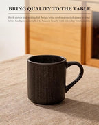 OTAGO Coffee Mugs for 6, 12 oz Mug Set, Unique Handcrafted Reactive Glaze Porcelain Coffee Mugs with Handles, Matte Ceramic Cups for Coffee, Tea, Cocoa & Milk, Black - Image 2