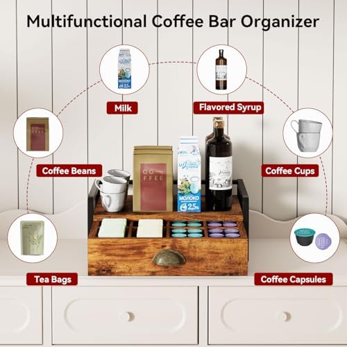 IBUYKE Tea Bag Organizer,Tea Box with Drawer,Brown TCJ004H - Image 6