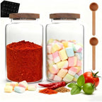Glass Storage Jar with Bamboo Lids Spoons Glass Coffee Canister Borosilicate Glass Food Container for Coffee Beans Nut Pasta Sugar Candy Spice Rice Loose Tea (2800/94oz-2pack) - Image 6