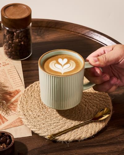 famiware Coffee Mug Set of 8, Star 12 oz Ceramic Mugs Cups Set with Handle - Image 2