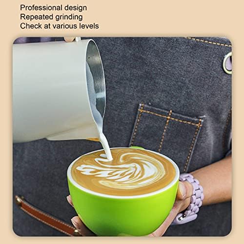 Coffee Milk Frothing Cup, Stainless Steel Jug Steaming Pitcher, 700ml Coffee Latte Art for Coffee Drinks (Beige) - Image 4