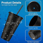 Amyhill 24 Pcs 24 oz Reusable Cups with Lids and Straws, Black - Image 3