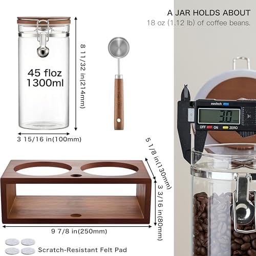 Danmu Coffee Bean Storage 45 oz with Bamboo Shelf,Coffee Canister 2 Pack - Image 4