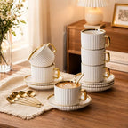 8 oz Ceramic Coffee Cups Set of 6 with Saucers, Gift Box - Image 6