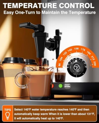 WantJoin Insulated Beverage Dispenser Stainless Steel Silver 3.2Gal-Heating - Image 3