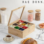 Rae Dunn Tea Bag Organizer - Tea Box Divided Storage Container Box with Hinge Lid for Kitchen Cabinet, Countertop, Pantry, Hold Coffee Pods, Seasoning Packets, Condiments, Bamboo - Image 5