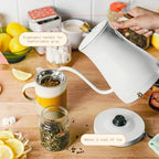 Electric Gooseneck Kettle 1 Liter 1200W Fast Boil with Precision Pour Spout, Stainless Steel Interior, Auto Shut-Off & 360° Swivel Base (White Icing) - Image 5