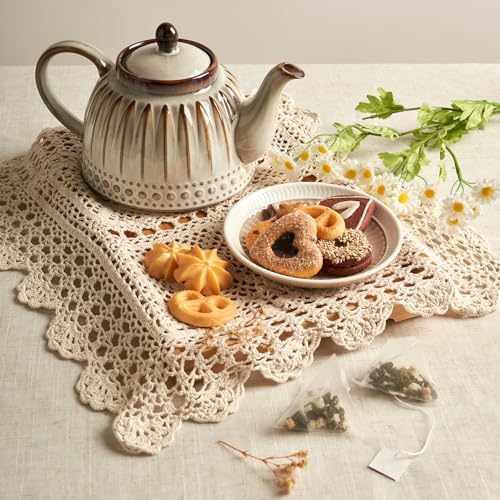 Sweese Ceramic Teapot, Beaded Retro Flower Glaze, 1100ml/37 oz Large Tea Pot for Loose Tea or Bags, Enough for 4 Cups, Nebula Amber - Image 3