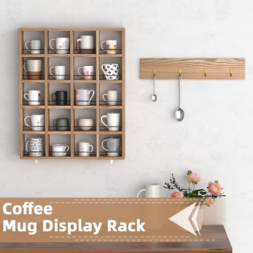 Wooden Coffee Mug Display Rack, Wall Mounted Coffee Cup Holder - Image 7