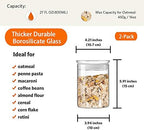 ZENS 27oz Glass Jars with Airtight Lid Set of 2, Clear Glass Storage Containers, Glass Kitchen Canisters with Airtight Lids, Coffee Jars for Brown Sugar, Pantry Organization - Image 3