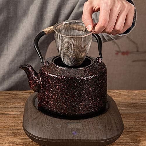 Cast Iron teapot,Classic Tea Kettle,Large Cast Iron Tea Kettle with Stainless Steel Infuser for Electric Ceramic Stove, Japanese Tea Kettle, Red 1400ML - Image 4