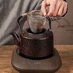 Cast Iron teapot,Classic Tea Kettle,Large Cast Iron Tea Kettle with Stainless Steel Infuser for Electric Ceramic Stove, Japanese Tea Kettle, Red 1400ML - Image 4