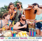 Mimorou 20 Pack 8 oz Stainless Steel Cups Metal Cup, Rainbow - Image 6