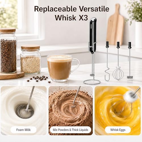 InstaWhisk Upgraded Milk Frother with Variable Speed - Rechargeable Handheld Coffee Frother Wand with Detachable Whisks, Electric Drink Mixer for Latte, Cappuccino, Almond Milk, Protein, Navy Blue - Image 5