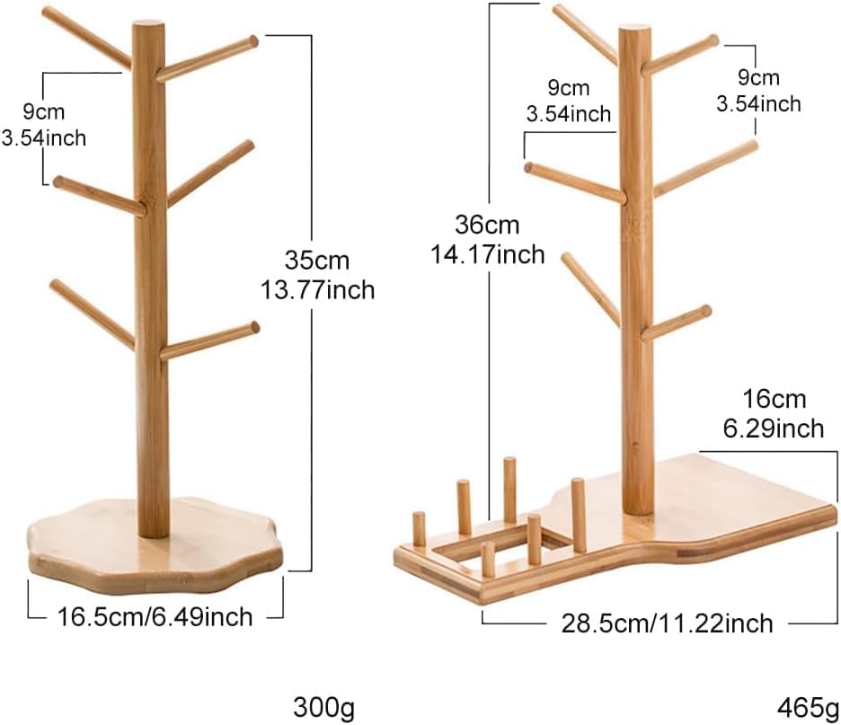Coffee Mug Rack Cup Holders Tree Shape Wood Coffee Tea Cup Storage Holder Stand Hanging Display Rack Drinkware Shelf Home Kitchen Mug with 6 Hooks Mug Stands (Color : A) (B) - Image 4
